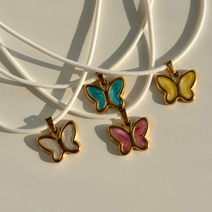 Colorful Wings Butterfly Pendant Necklace